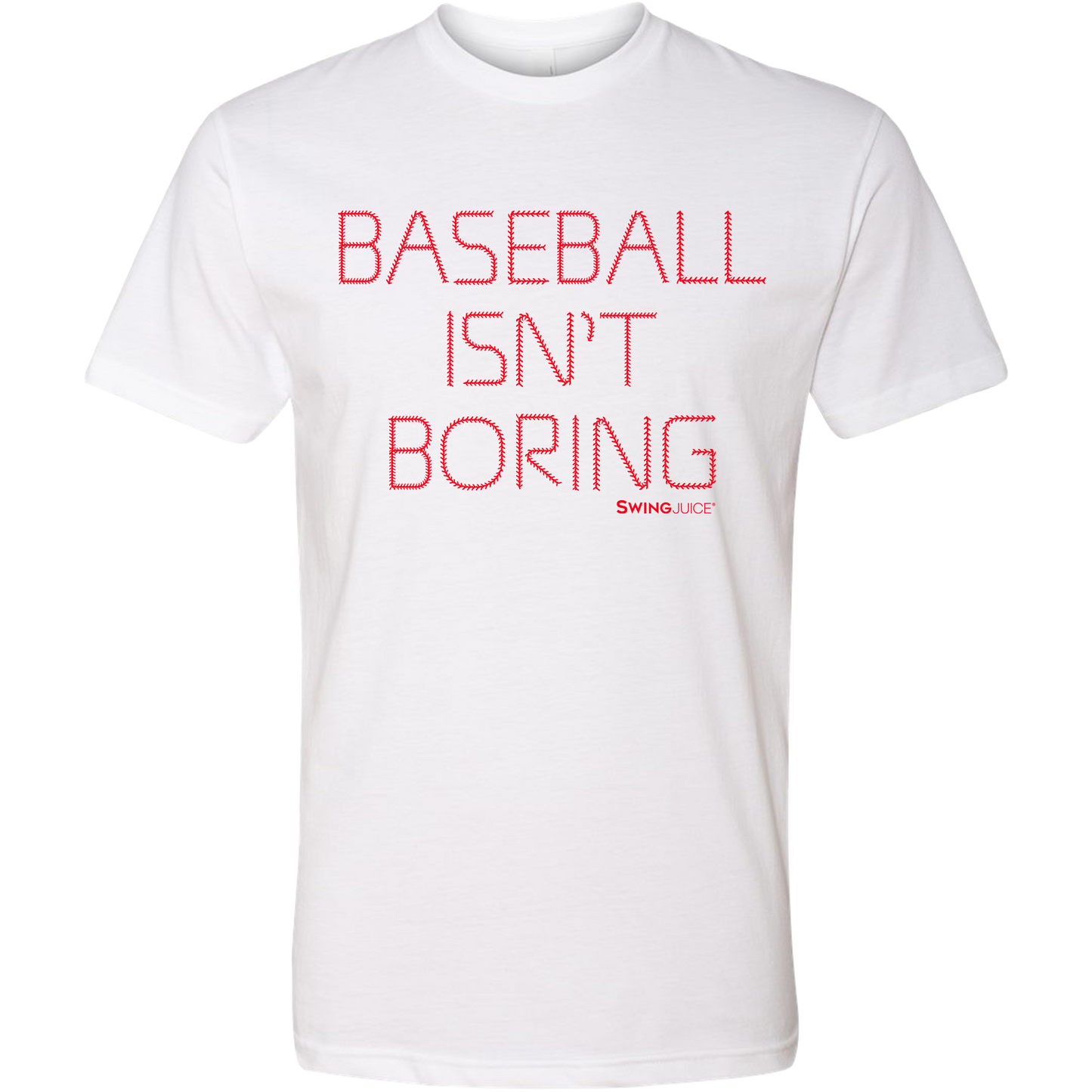 SwingJuice Official Baseball Isn't Boring Short Sleeve T-Shirt-White
