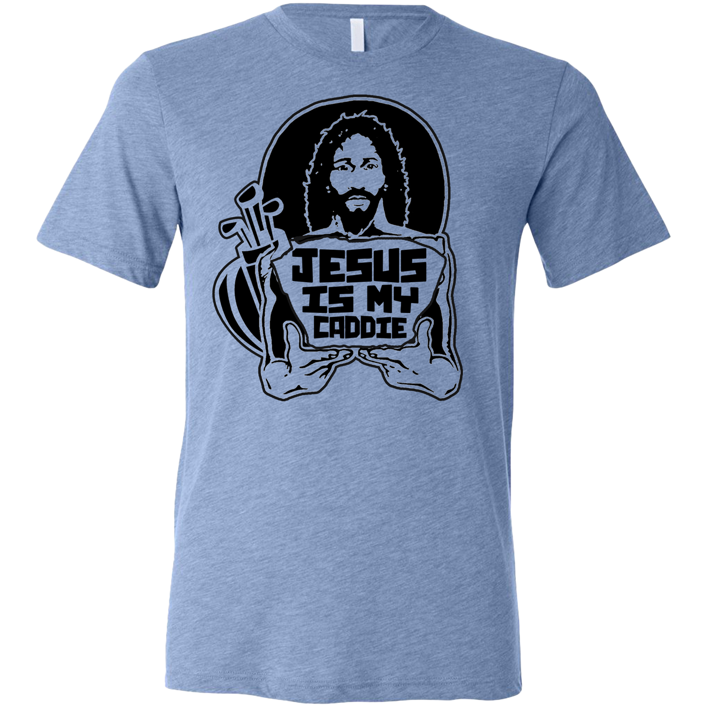 SwingJuice Golf Jesus Is My Caddie Unisex Short Sleeve T-Shirt-Blue