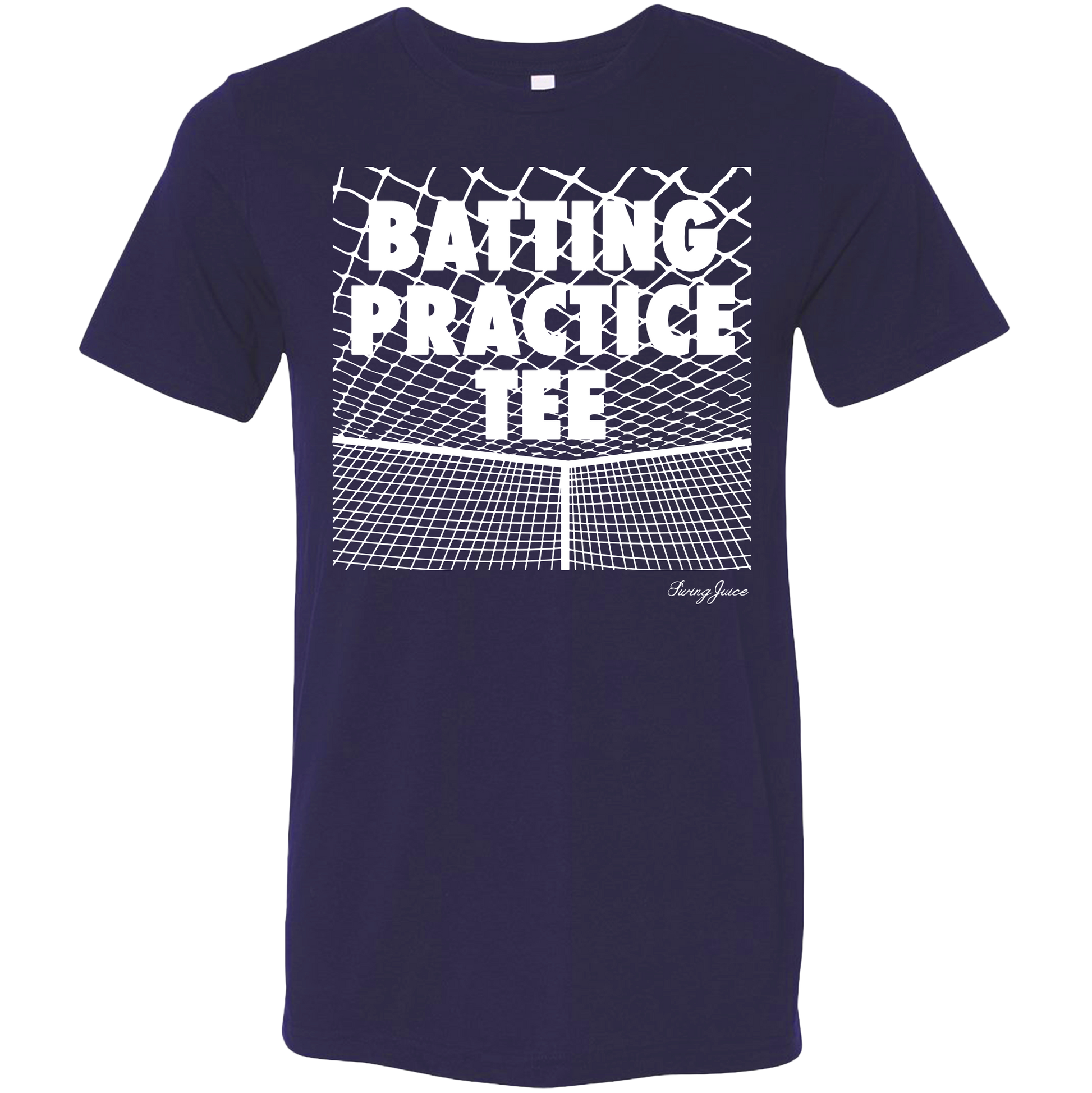 SwingJuice Baseball Batting Practice Unisex Short Sleeve T-Shirt-Navy