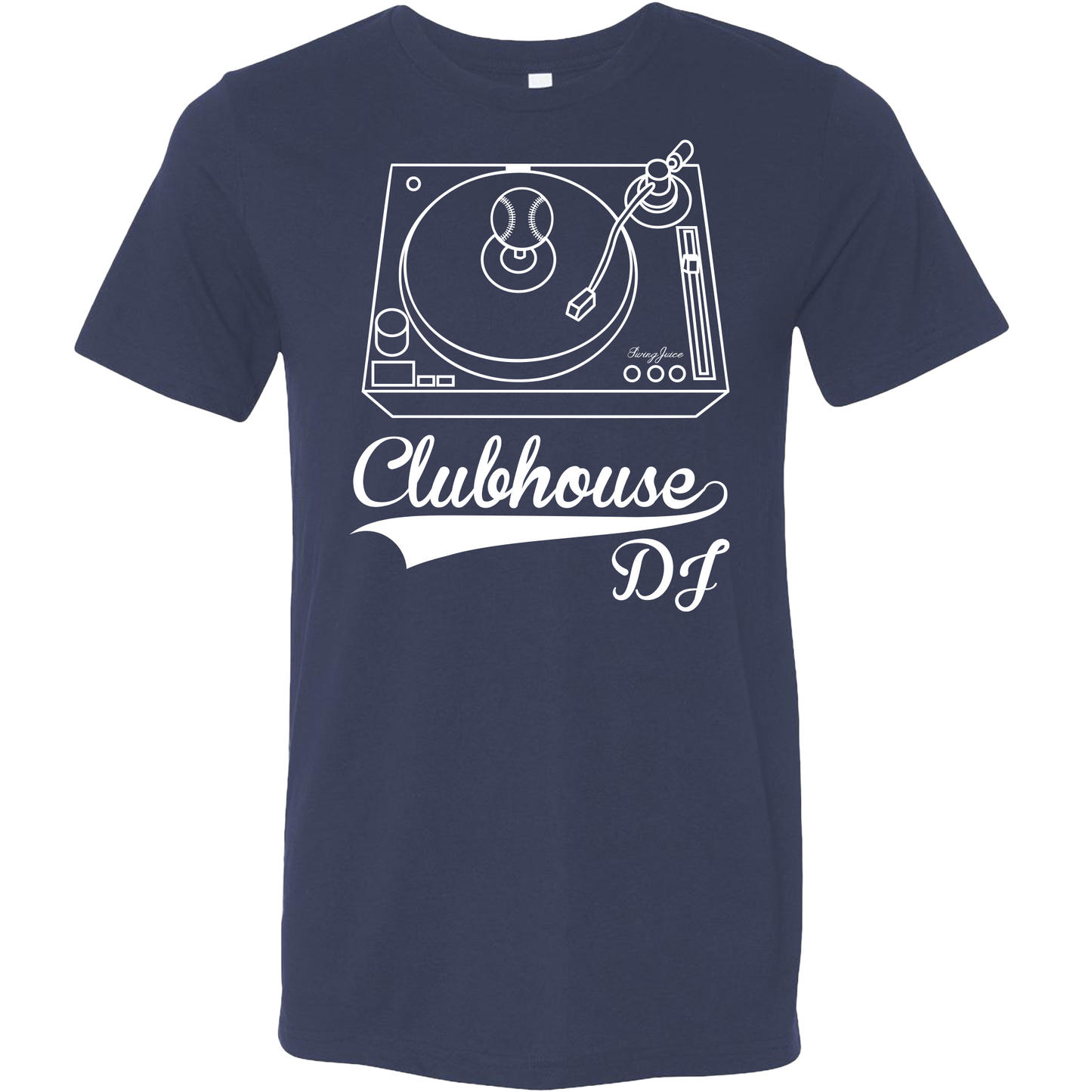 SwingJuice Baseball Clubhouse DJ Unisex Short Sleeve T-Shirt-Navy