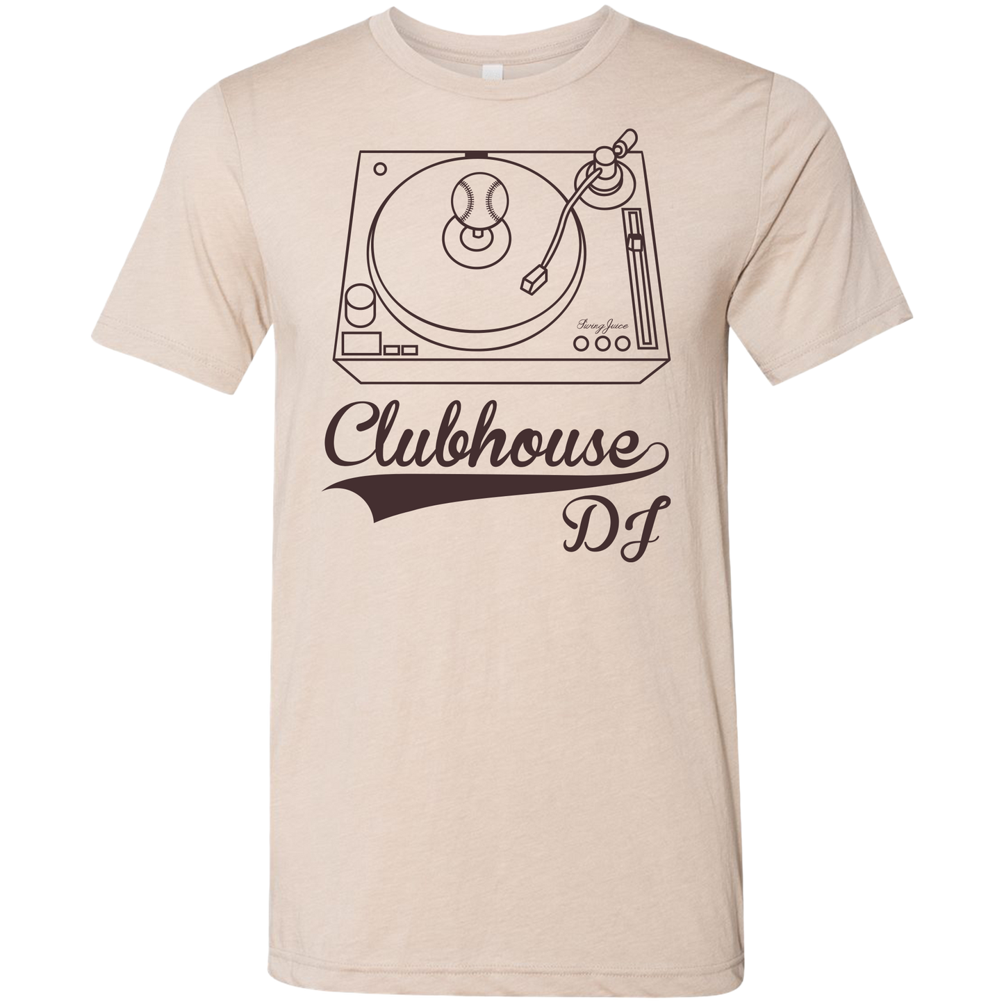 SwingJuice Baseball Clubhouse DJ Unisex Short Sleeve T-Shirt-Tan