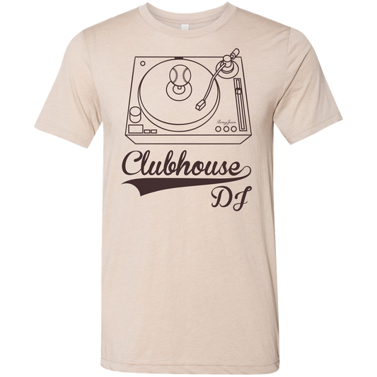 SwingJuice Baseball Clubhouse DJ Unisex Short Sleeve T-Shirt-Tan