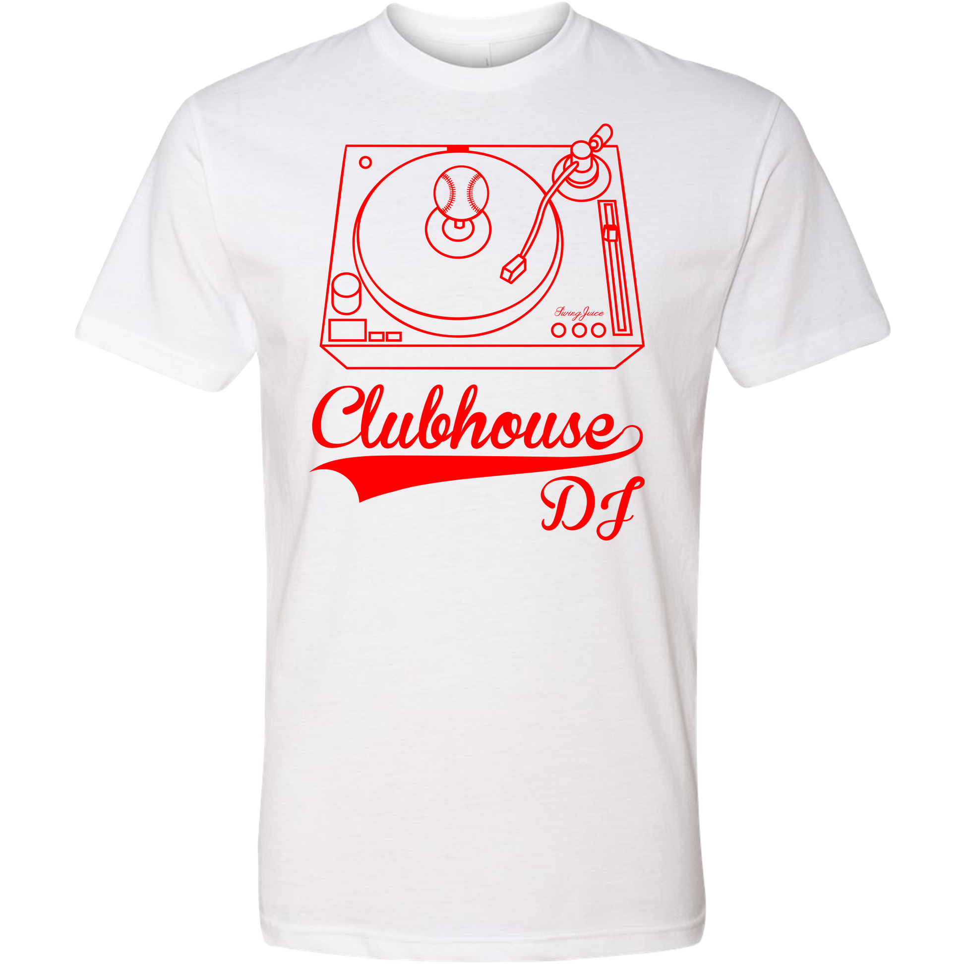 SwingJuice Baseball Clubhouse DJ Unisex Short Sleeve T-Shirt-White