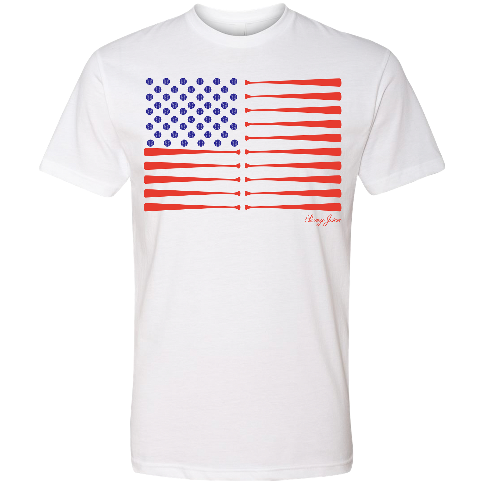 SwingJuice Baseball Flag Unisex Short Sleeve T-Shirt-White