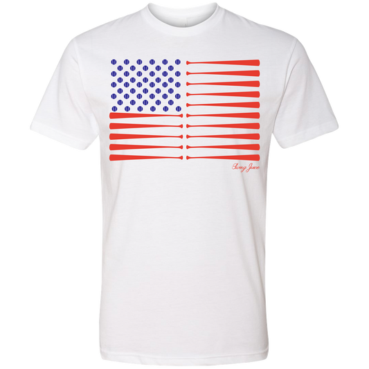 SwingJuice Baseball Flag Unisex Short Sleeve T-Shirt-White