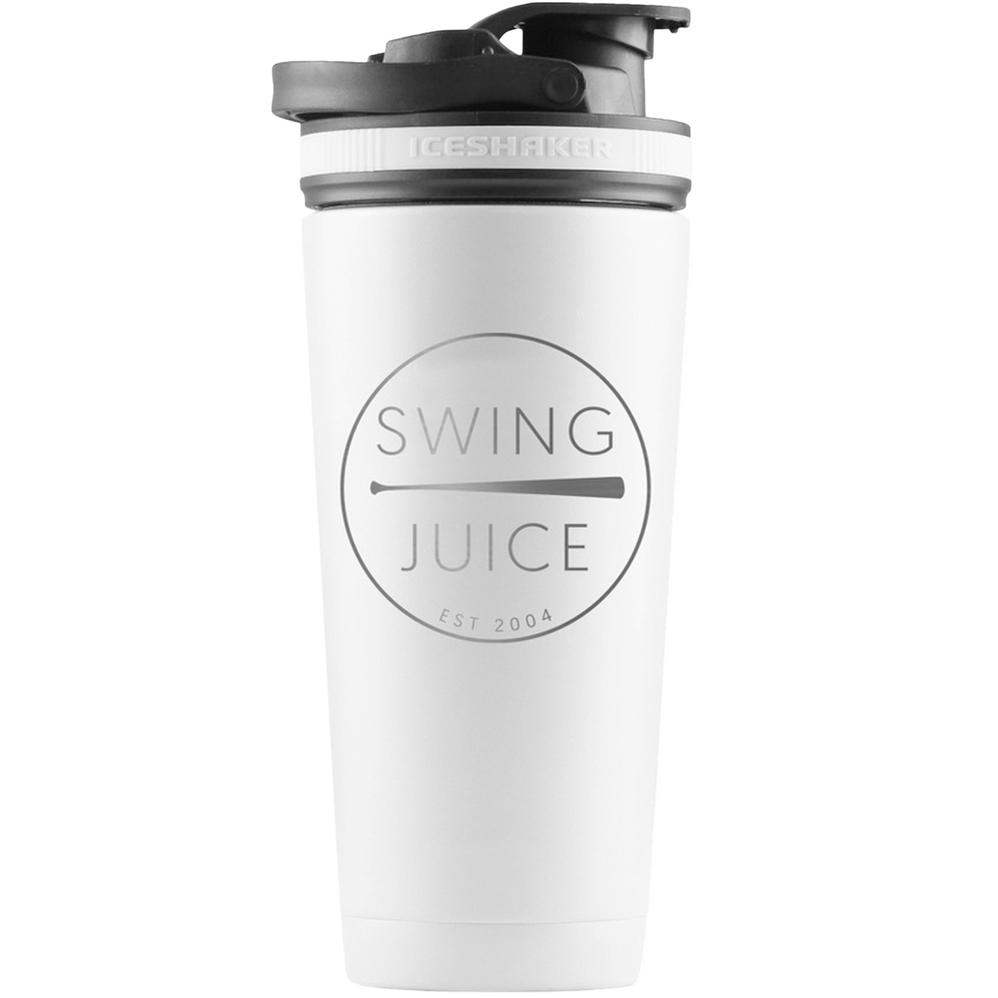 SwingJuice Baseball Retro Ice Shaker Bottle-White