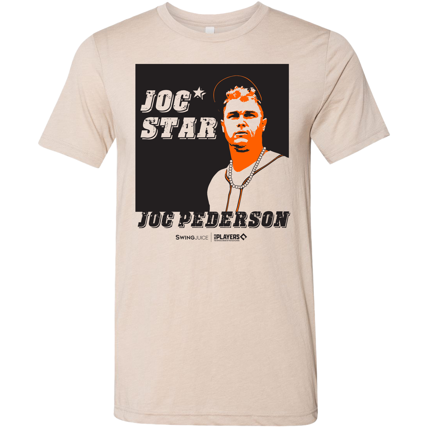 SwingJuice Baseball Joc Pederson MLBPA Unisex Short Sleeve T-Shirt-Tan