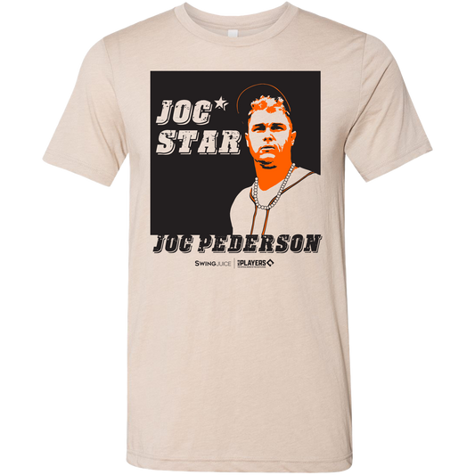 SwingJuice Baseball Joc Pederson MLBPA Unisex Short Sleeve T-Shirt-Tan