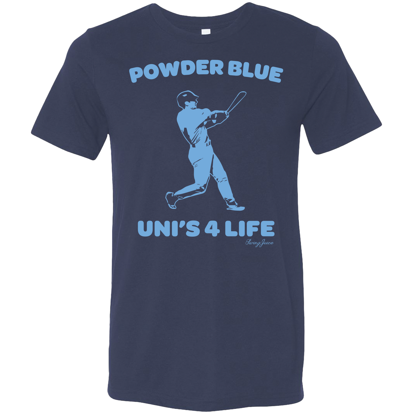 SwingJuice Baseball Powder Blue Unisex Short Sleeve T-Shirt-Navy