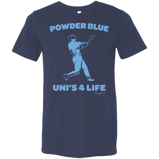 SwingJuice Baseball Powder Blue Unisex Short Sleeve T-Shirt-Navy