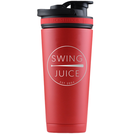 SwingJuice Baseball Retro Ice Shaker Bottle-Red