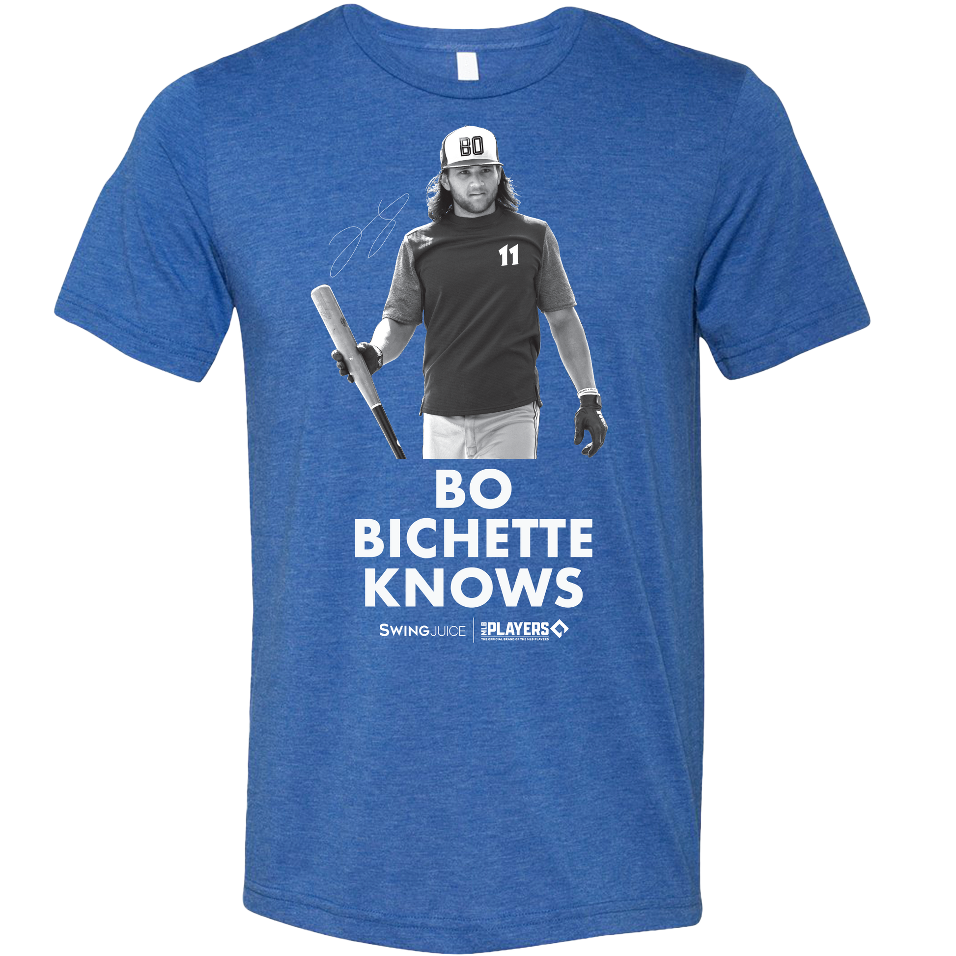 SwingJuice Baseball Bo Bichette MLBPA Unisex Short Sleeve T-Shirt-Royal Blue