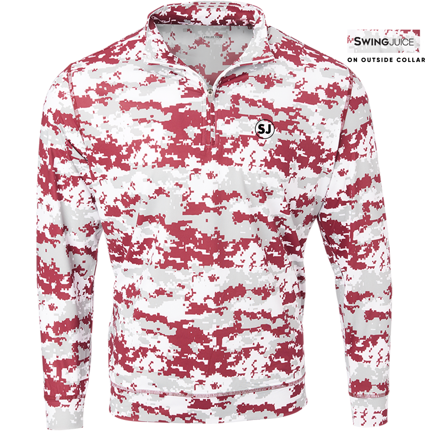 SwingJuice Golf Camo Performance 1/4 Zip Long Sleeve Mens Pullover-Merlot