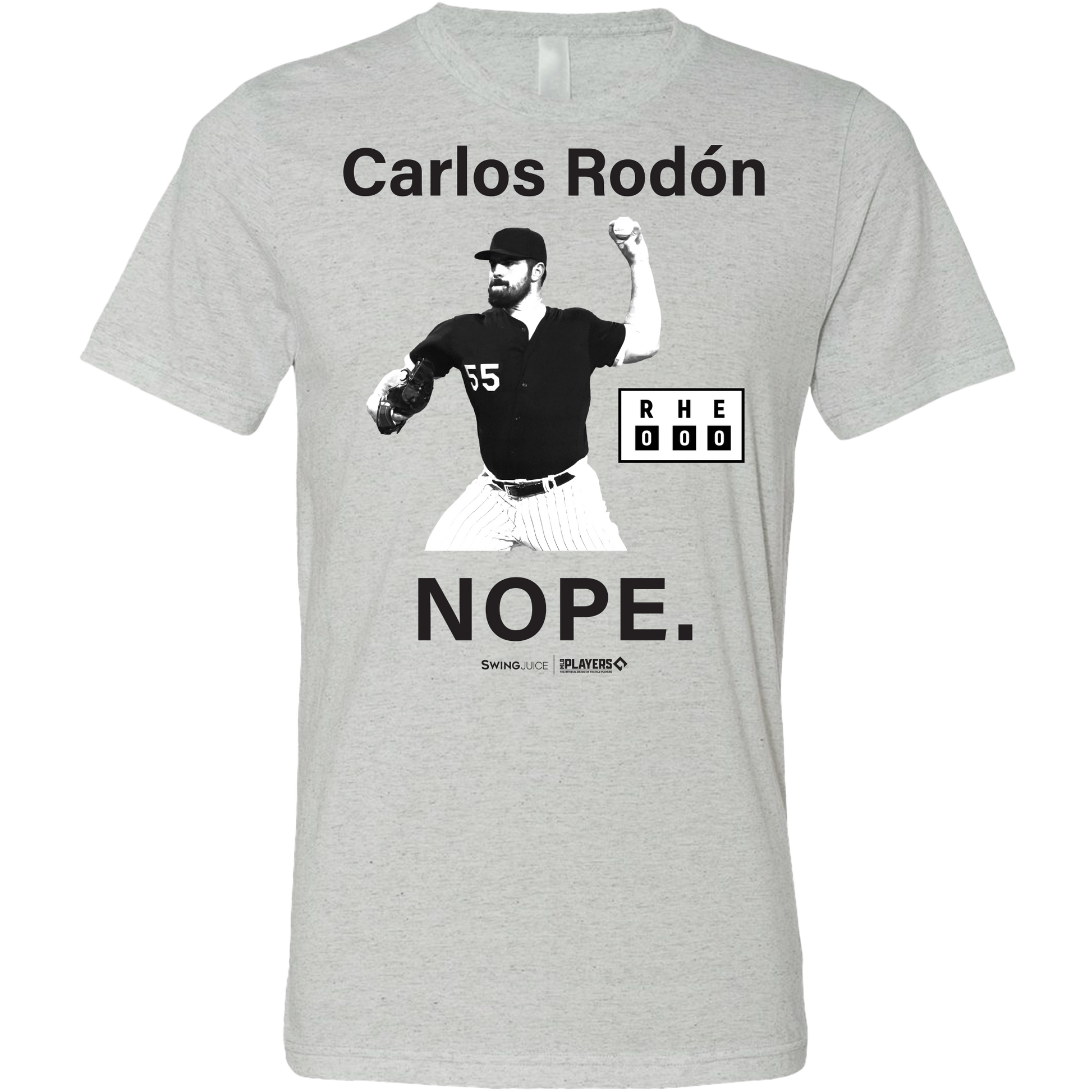 SwingJuice Baseball Carlos Rodon MLBPA Unisex Short Sleeve T-Shirt-Light Grey