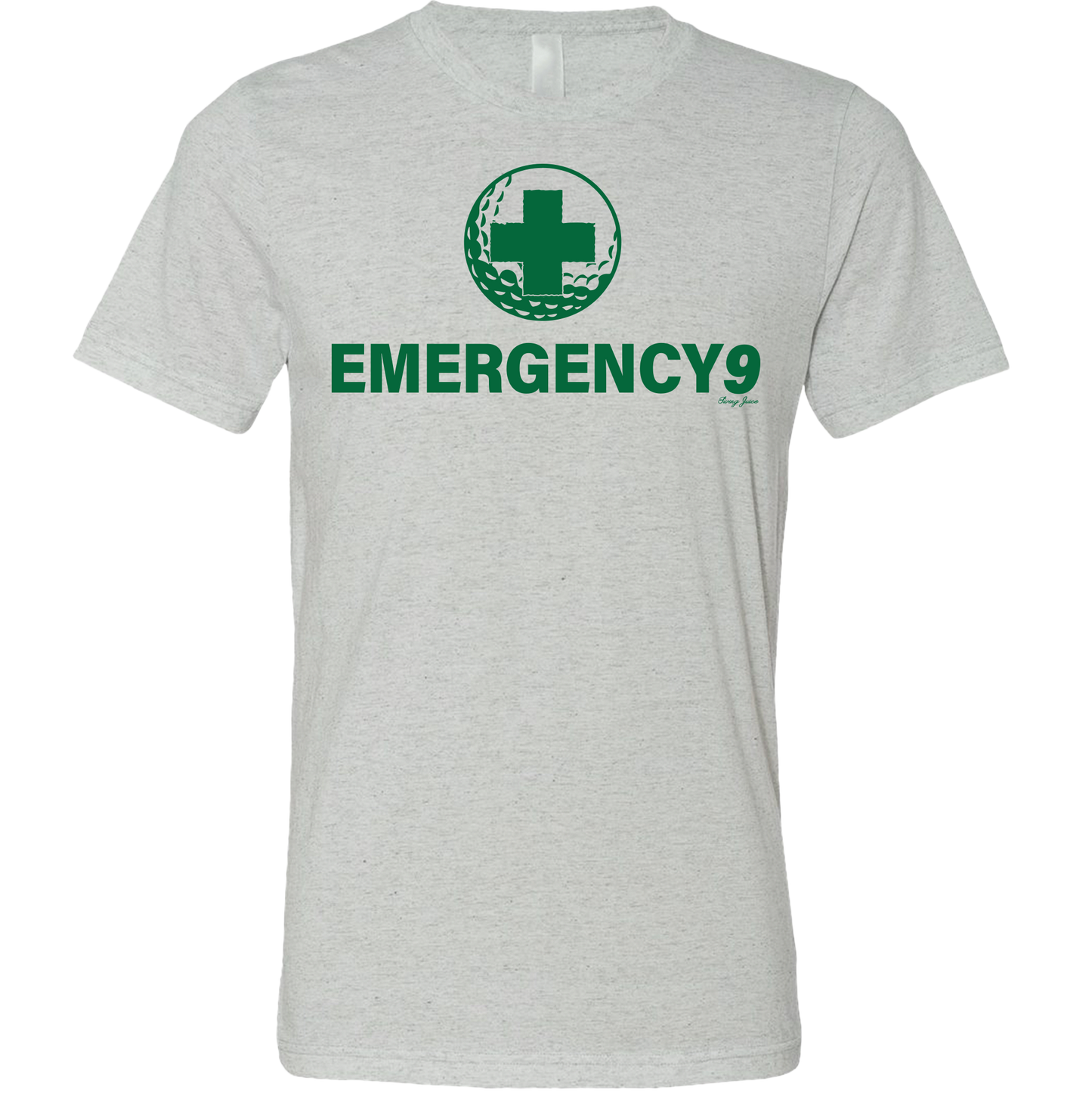 SwingJuice Golf Emergency 9 Rescue Short Sleeve Unisex T-Shirt-Green Light Grey