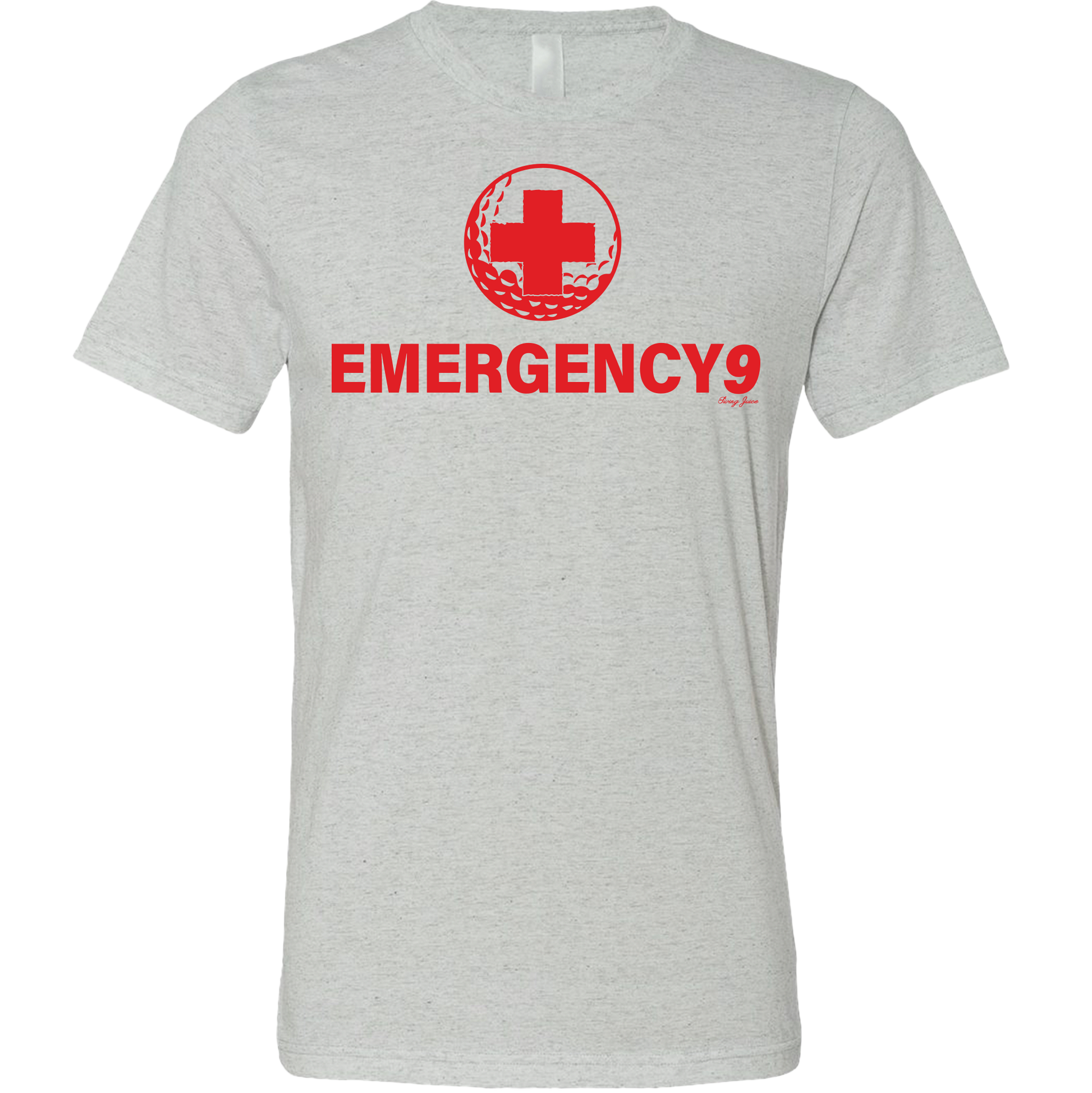 SwingJuice Golf Emergency 9 Rescue Short Sleeve Unisex T-Shirt-Red Light Grey