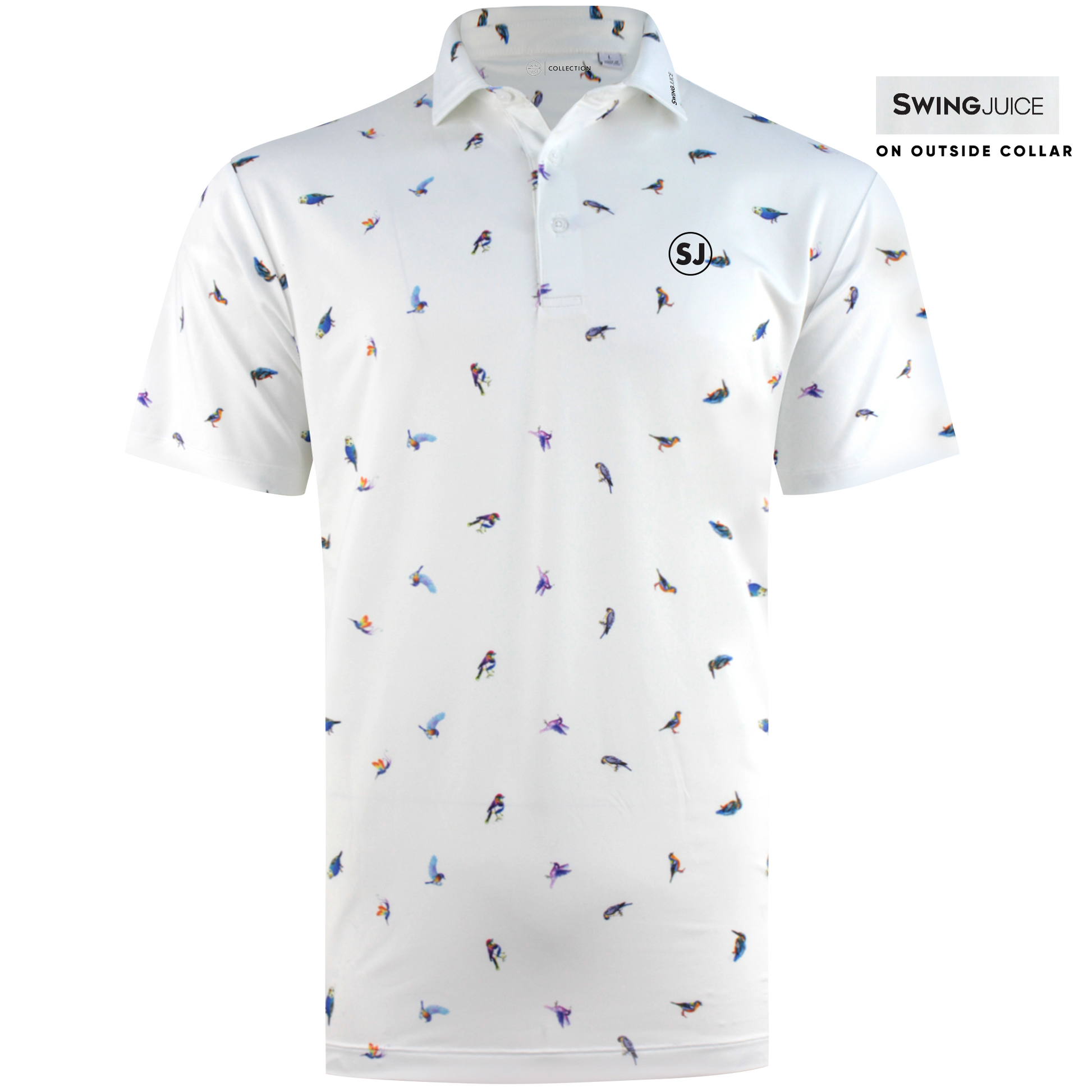 SwingJuice Golf Birdie Men's Performance Polo-White