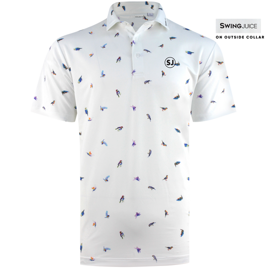 SwingJuice Golf Birdie Men's Performance Polo-White