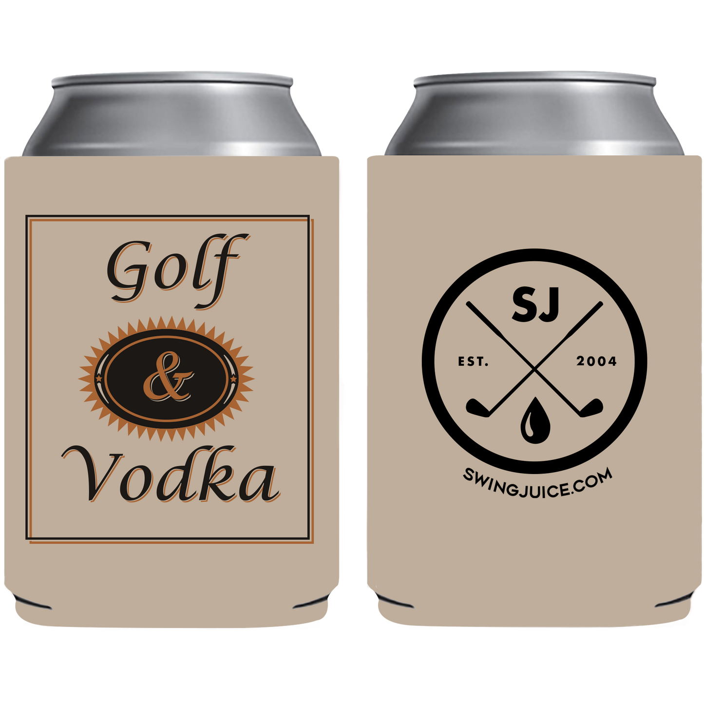 SwingJuice Golf & Craft Vodka Koozie-Tan