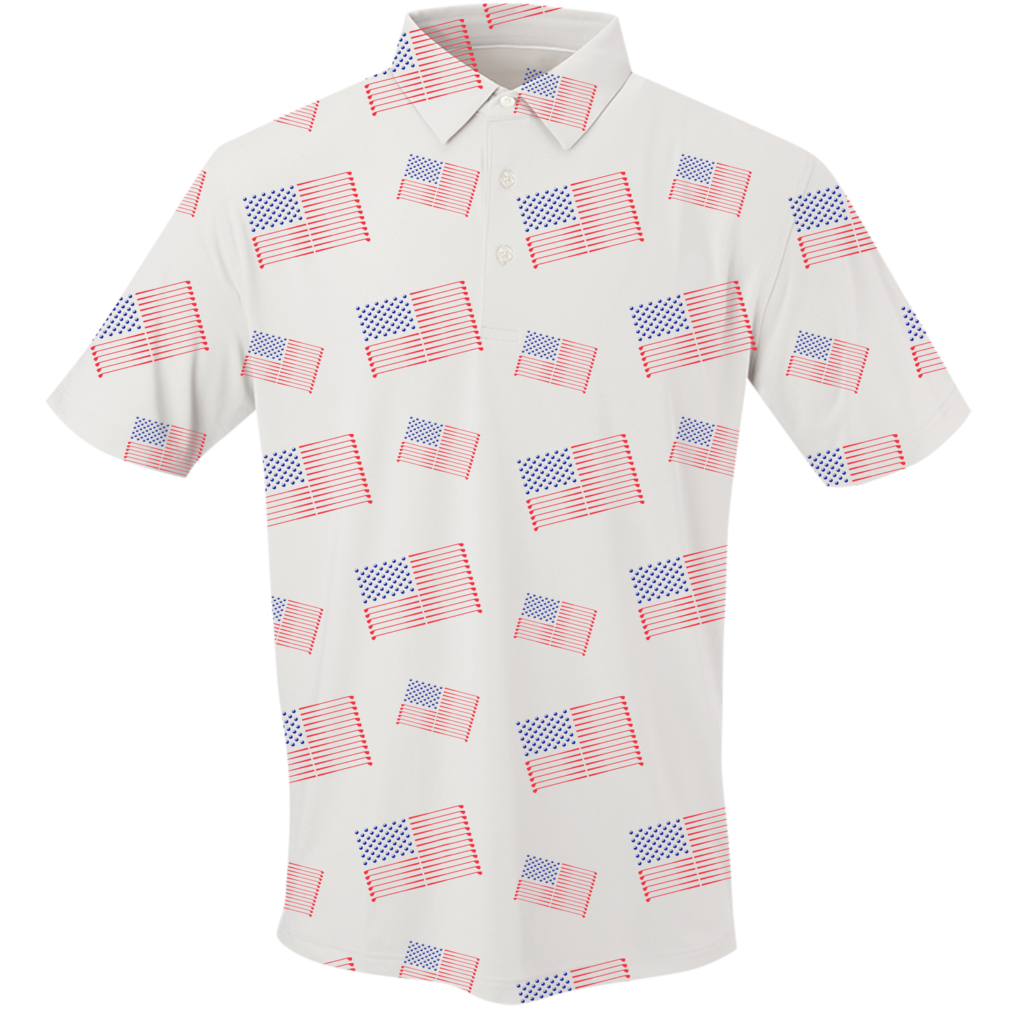 SwingJuice Golf Flag Men's Performance Polo-White