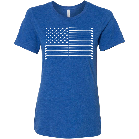 SwingJuice Golf Flag Women's Relaxed Fit Short Sleeve T-Shirt-Royal Blue