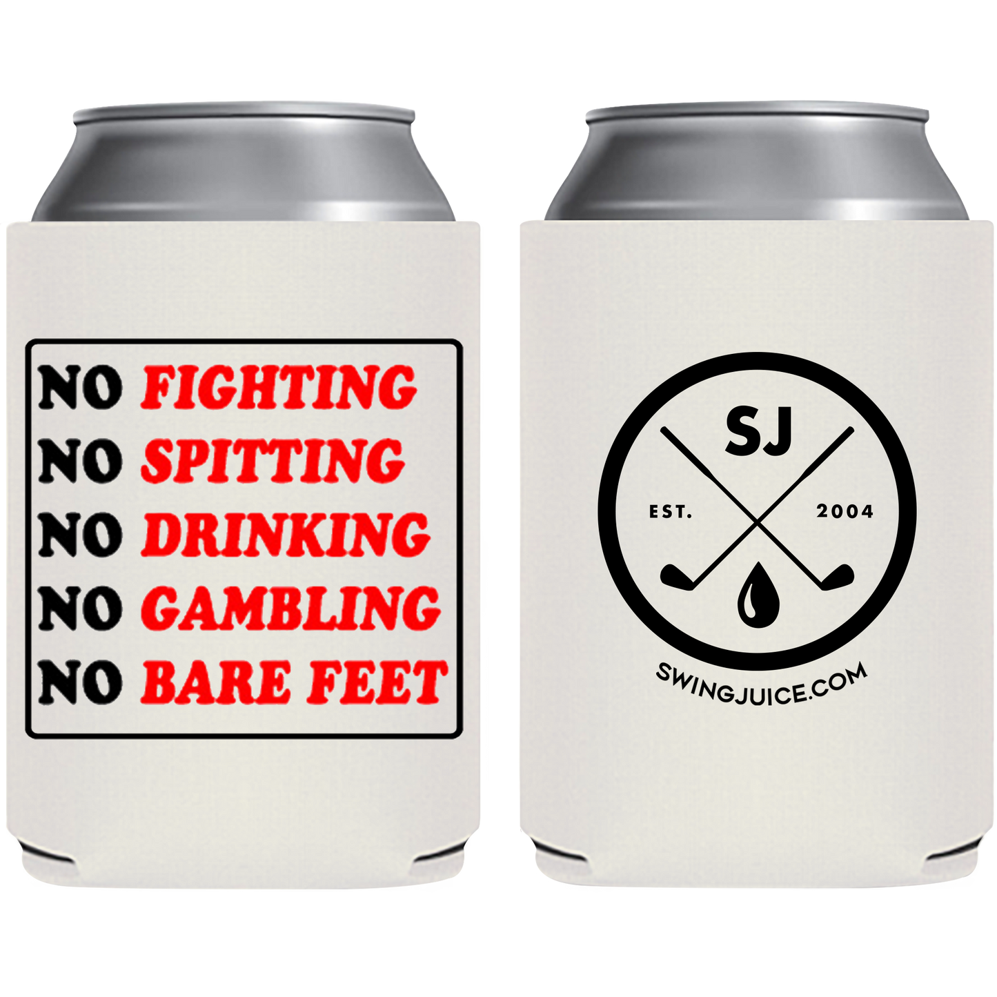 SwingJuice Golf Follow The Rules Koozie-White