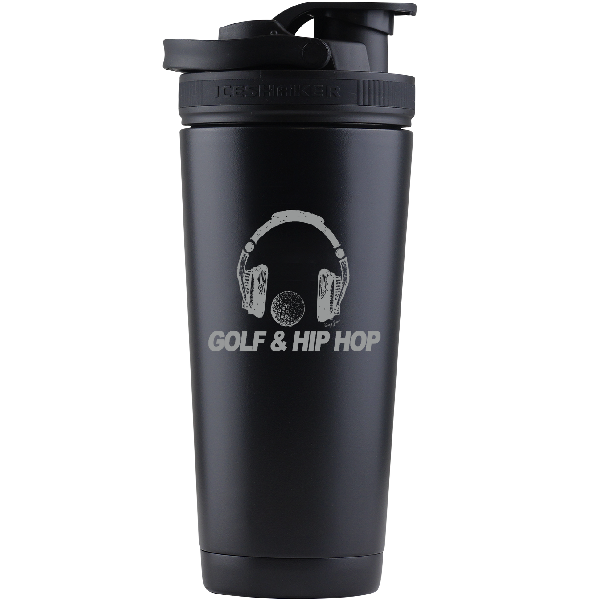 SwingJuice Golf & Hip Hop Ice Shaker Bottle-Black