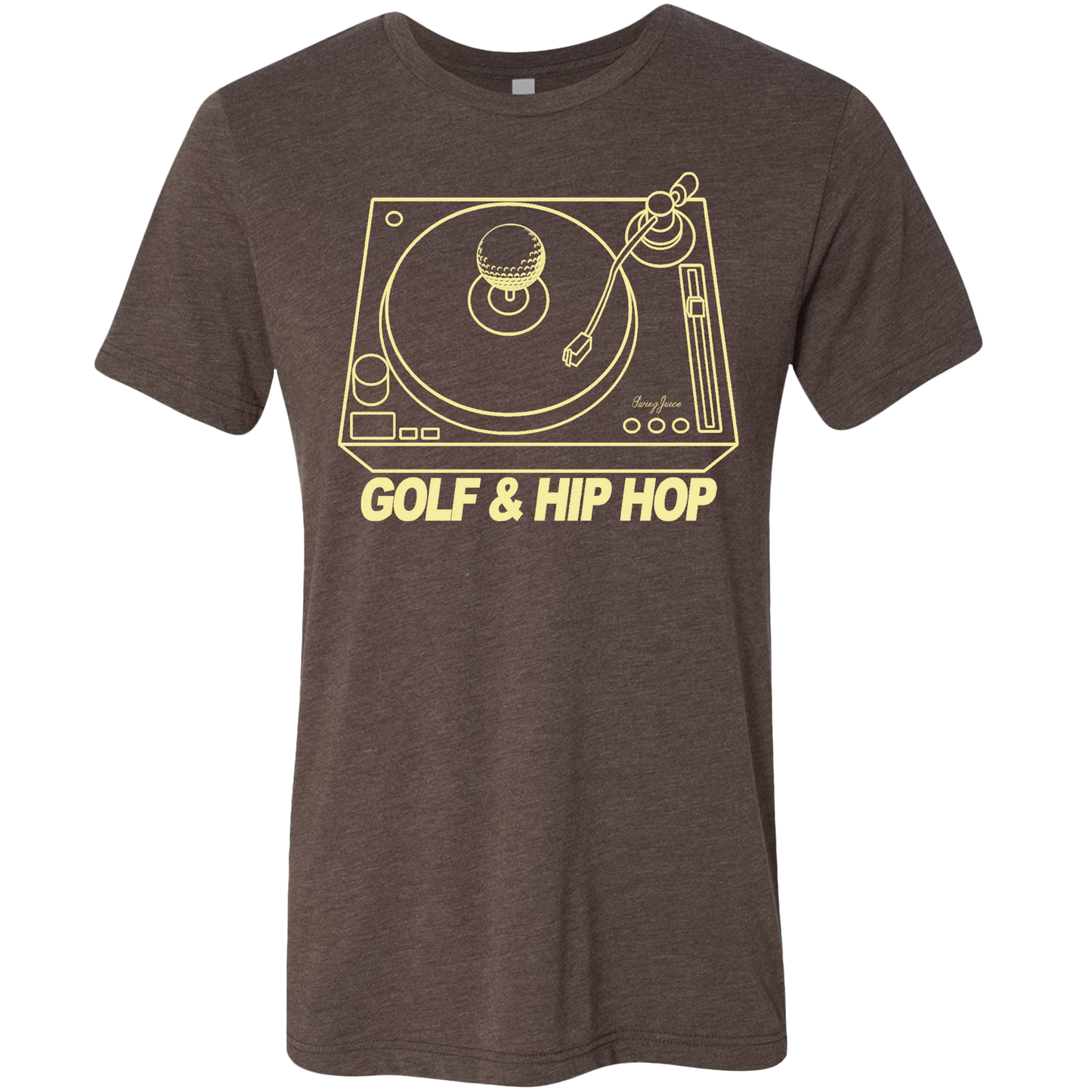 SwingJuice Golf & Hip Hop Turntable Unisex Short Sleeve T-Shirt-Brown