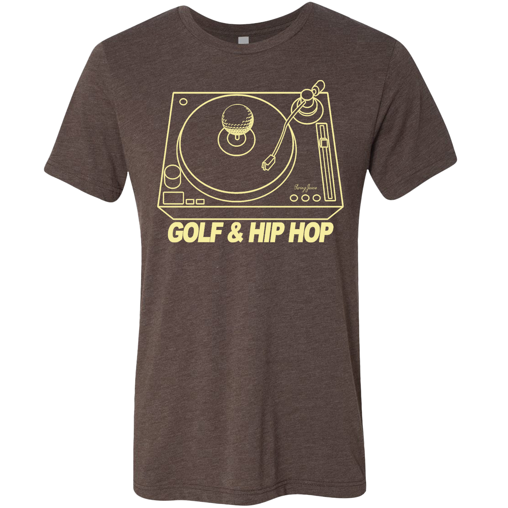 SwingJuice Golf & Hip Hop Turntable Unisex Short Sleeve T-Shirt-Brown