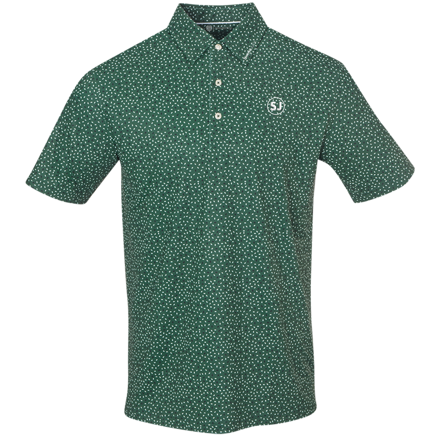 SwingJuice Golf Limited Edition Confetti Men's Performance Polo-Pine Green