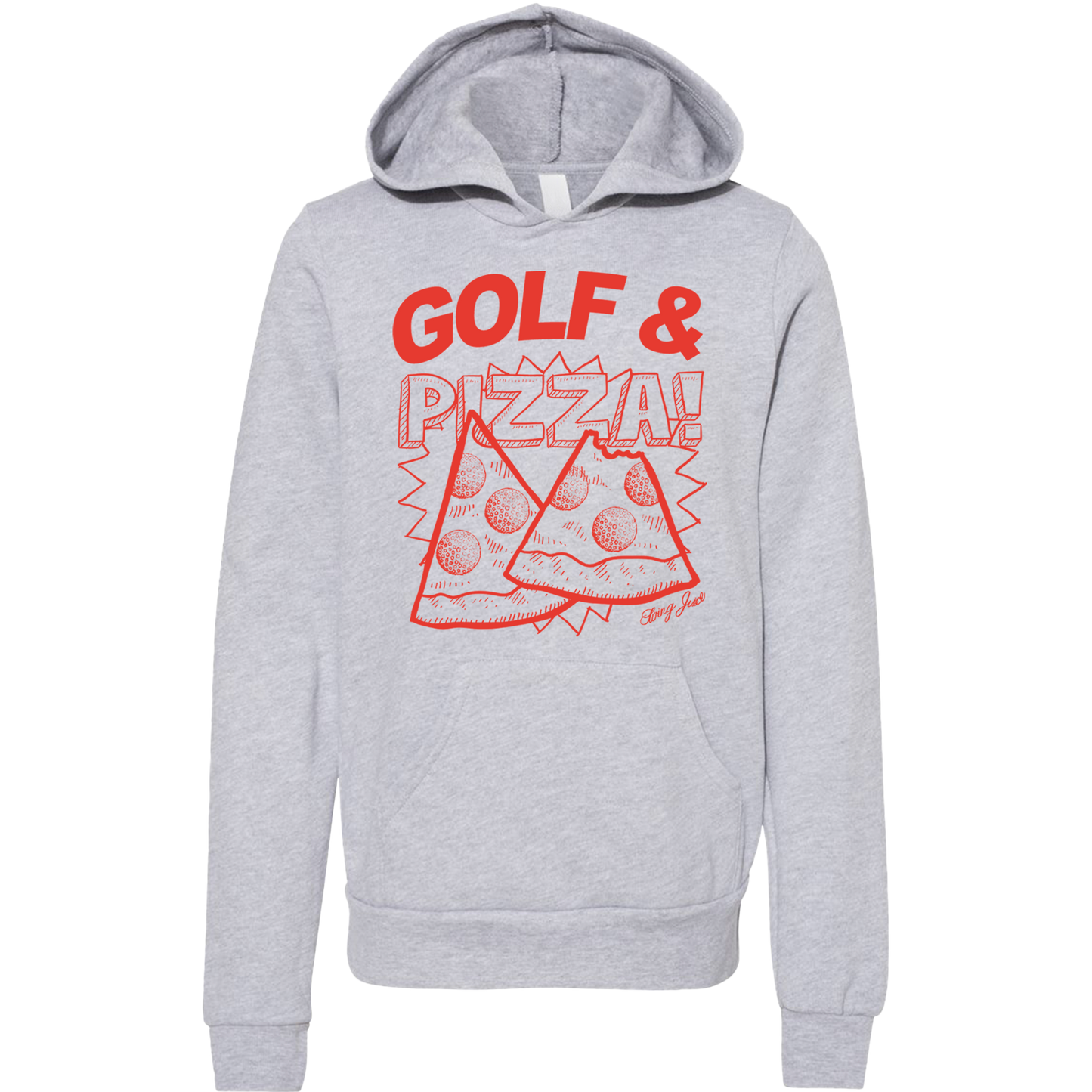 SwingJuice Golf & Pizza Kids Long Sleeve Hoodie-Light Grey