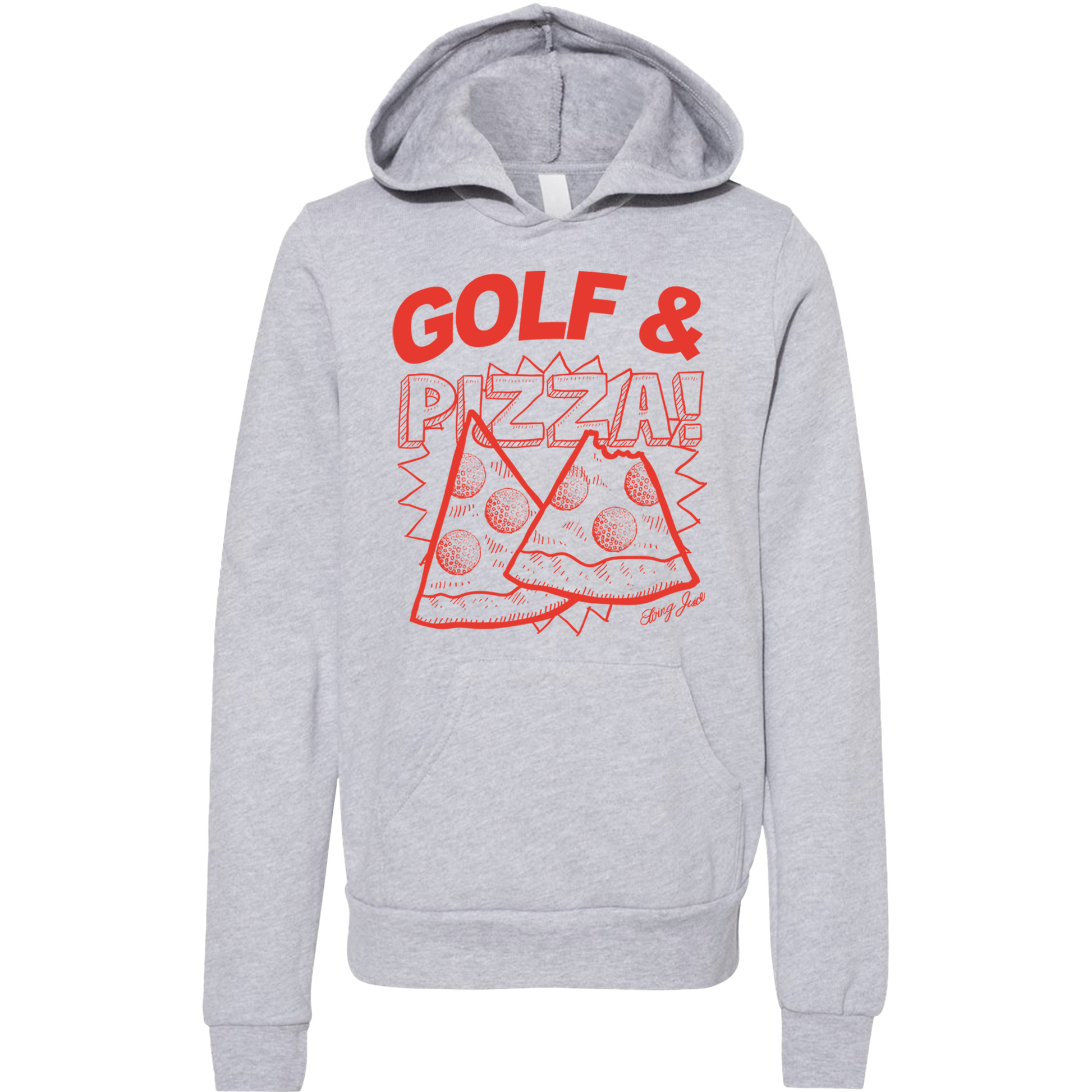 SwingJuice Golf & Pizza Kids Long Sleeve Hoodie-Light Grey