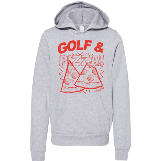 SwingJuice Golf & Pizza Kids Long Sleeve Hoodie-Light Grey