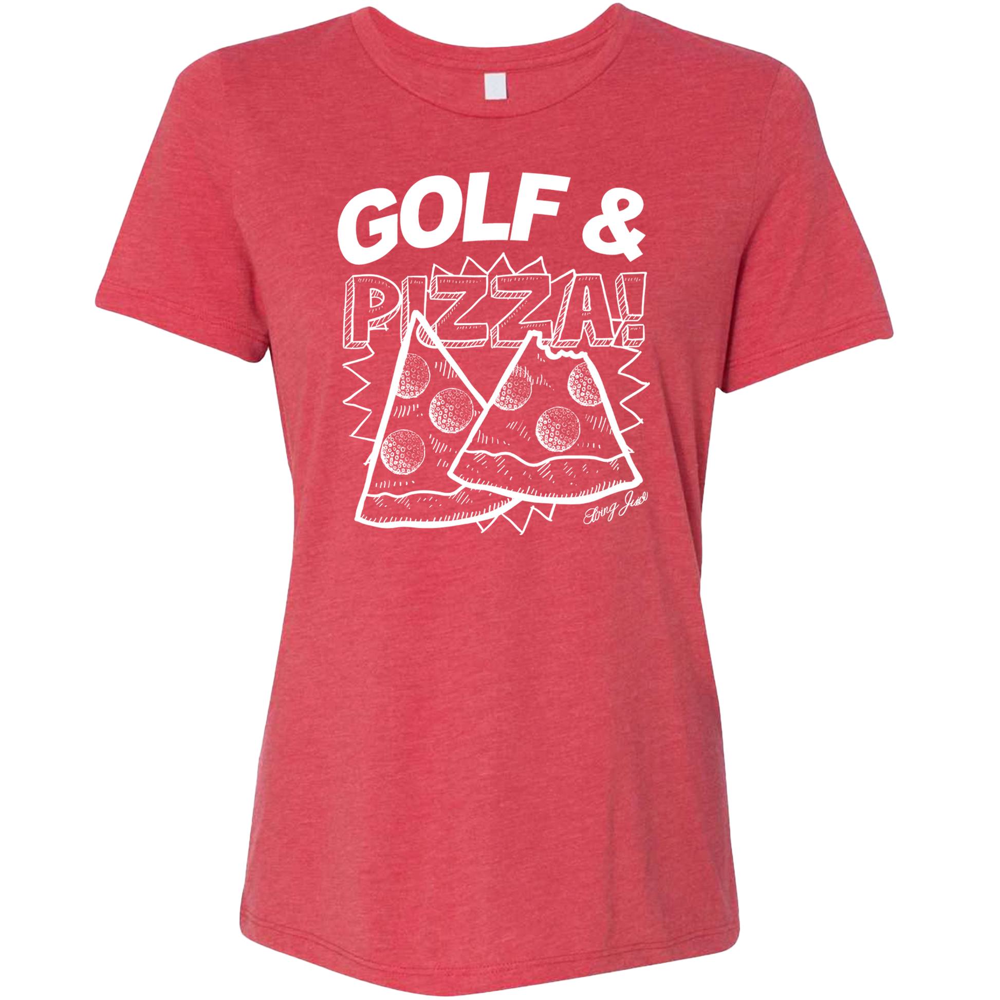 SwingJuice Golf & Pizza Women's Relaxed Fit Short Sleeve T-Shirt-Red