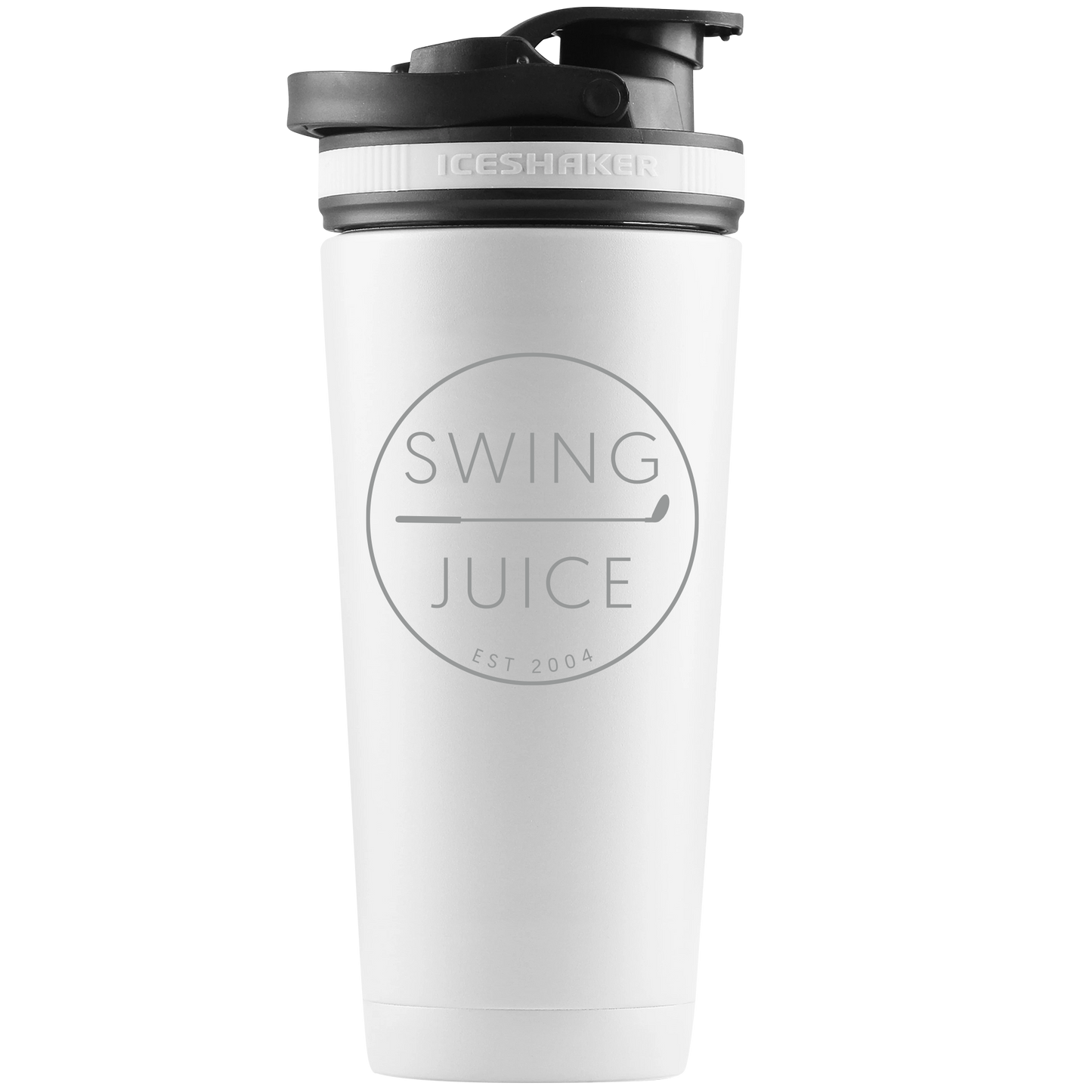 SwingJuice Golf Retro Logo Ice Shaker Bottle-White