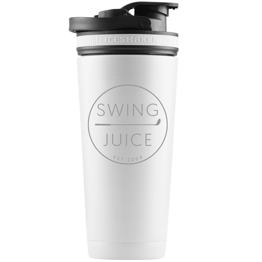 SwingJuice Golf Retro Logo Ice Shaker Bottle-White