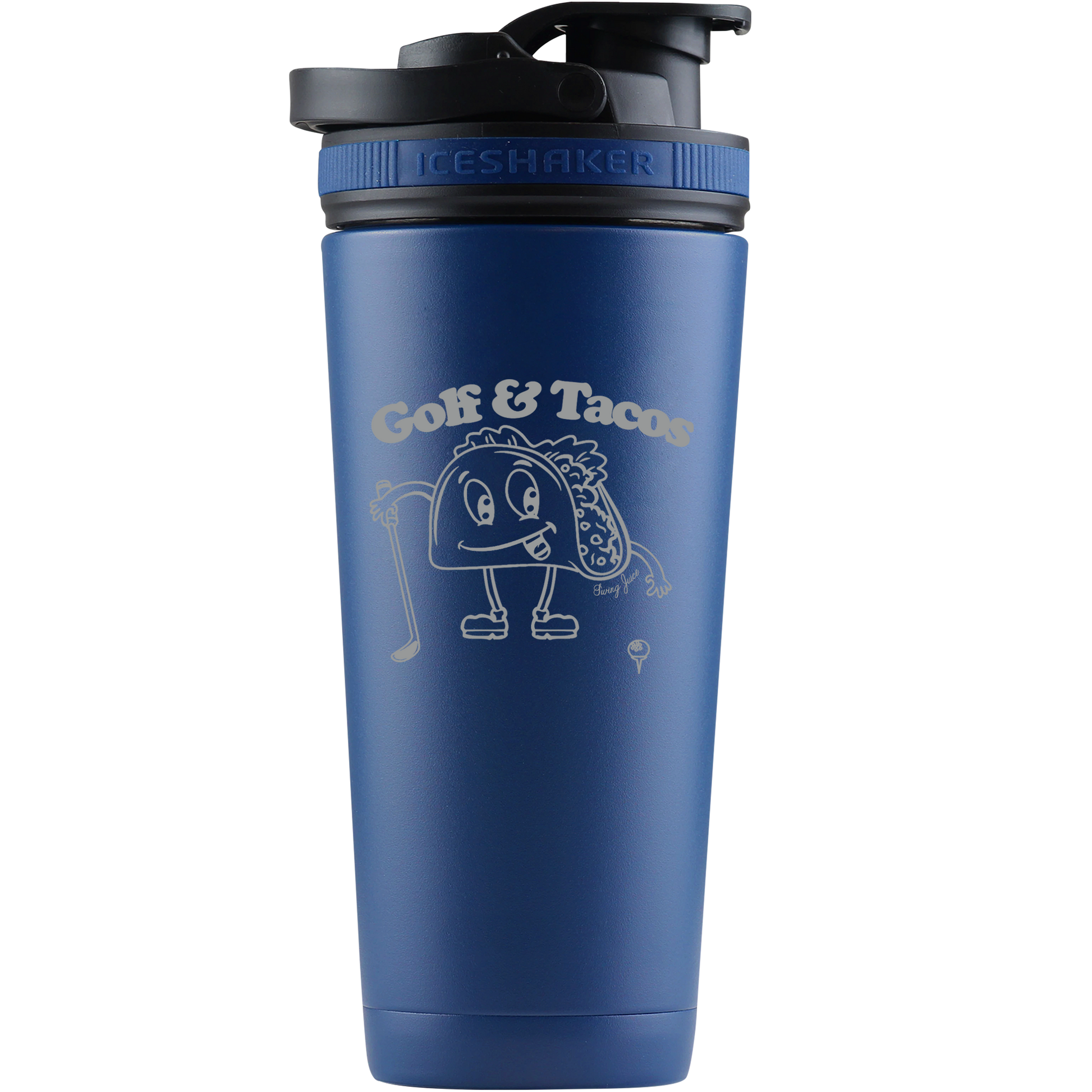 SwingJuice Golf & Tacos Ice Shaker Bottle-Blue