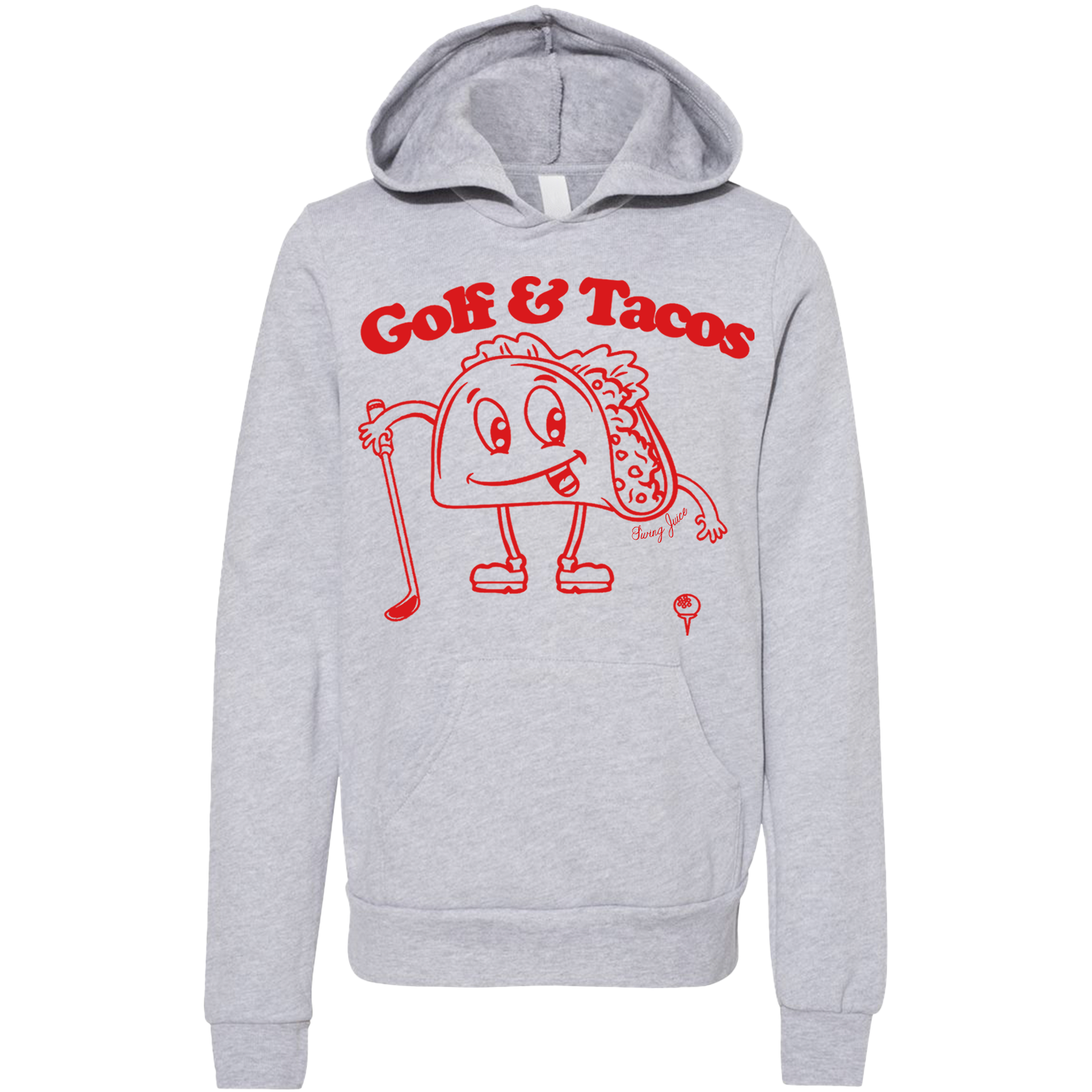 SwingJuice Golf & Tacos Kids Long Sleeve Hoodie-Light Grey