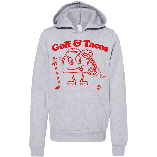 SwingJuice Golf & Tacos Kids Long Sleeve Hoodie-Light Grey