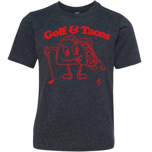 SwingJuice Golf & Tacos Kids Short Sleeve T-Shirt-Navy