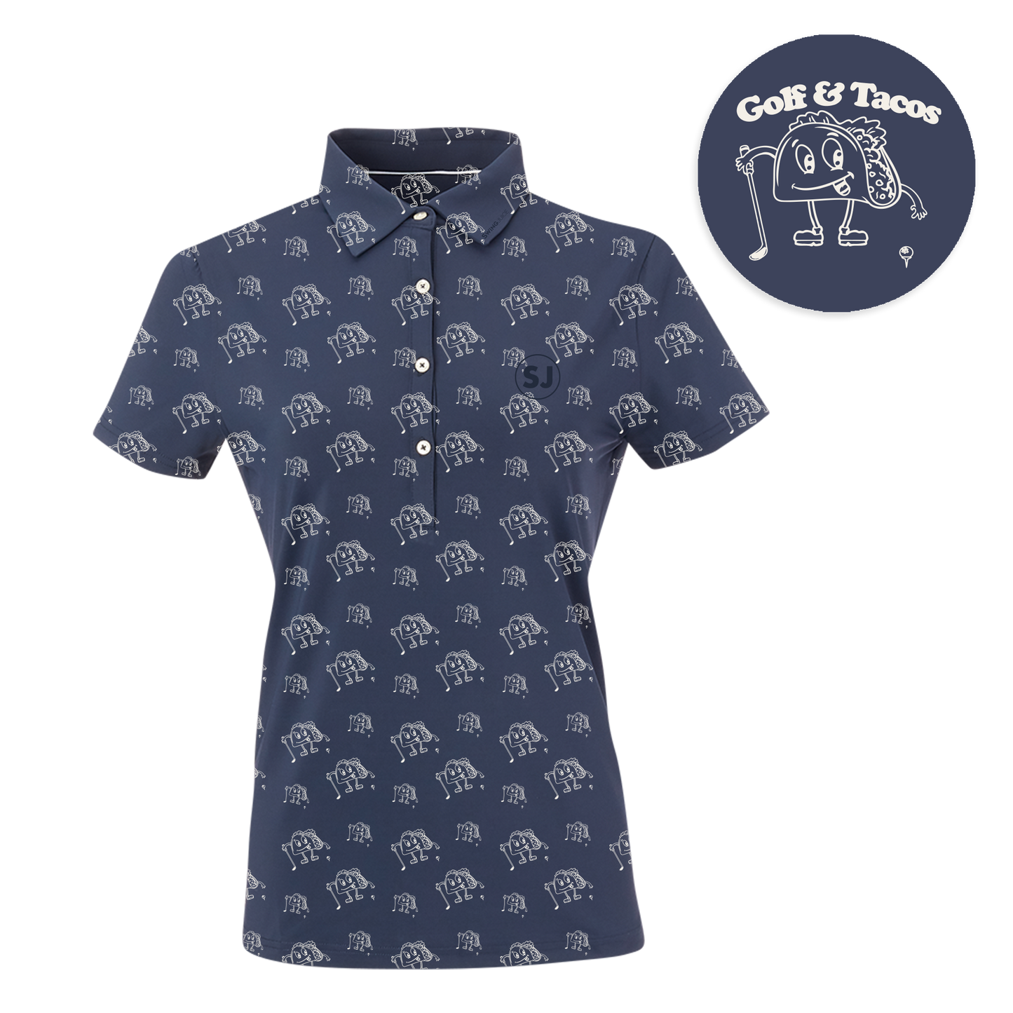 SwingJuice Golf & Tacos Women's Performance Polo-Navy