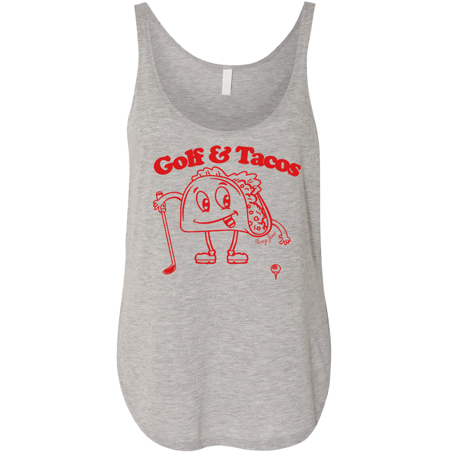 SwingJuice Golf & Tacos Women's Relaxed Fit Tank Top-Light Grey