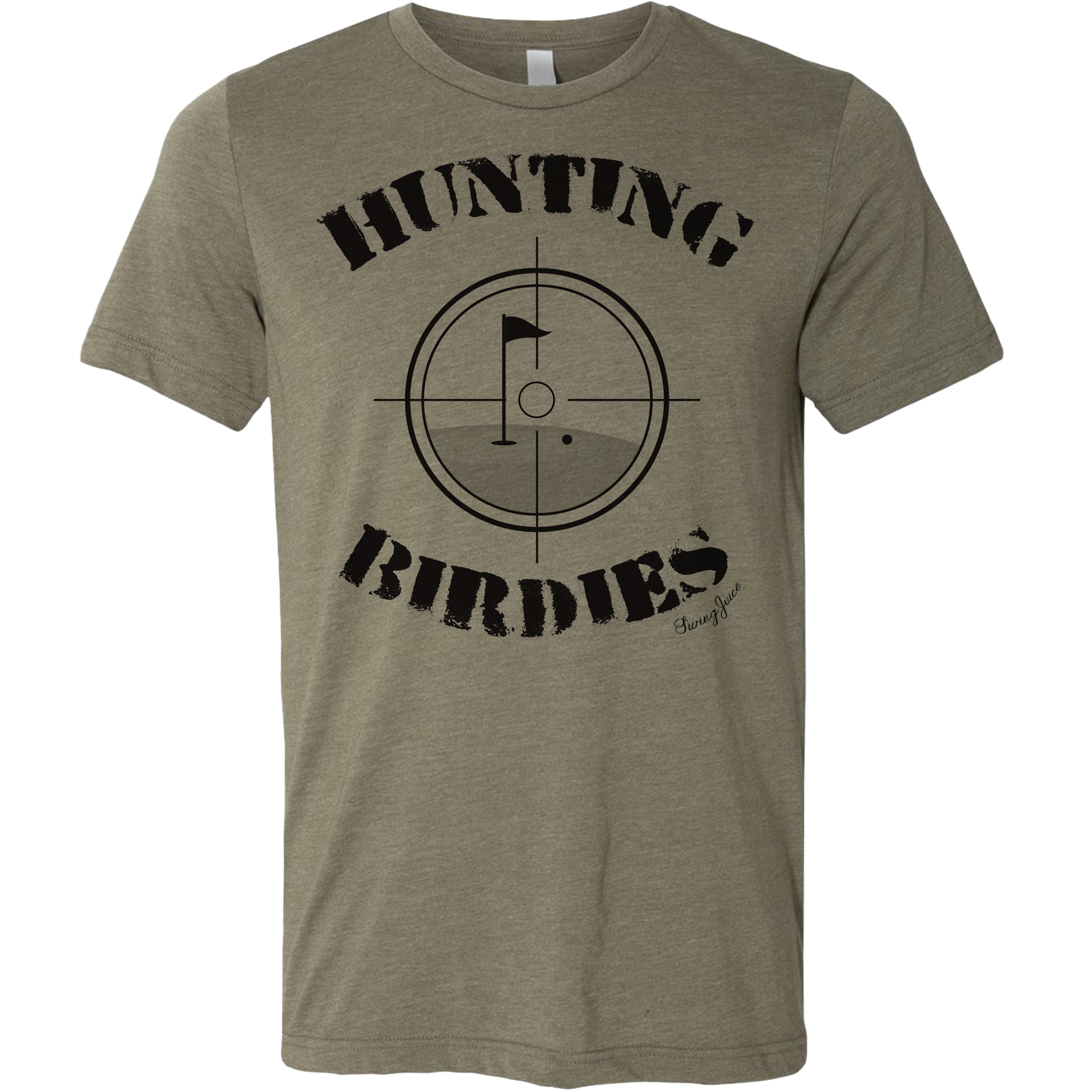 SwingJuice Golf Hunting Birdies Unisex Solid Short Sleeve T-Shirt-Dark Olive Green