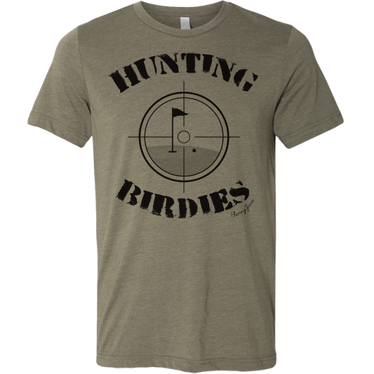 SwingJuice Golf Hunting Birdies Unisex Solid Short Sleeve T-Shirt-Dark Olive Green