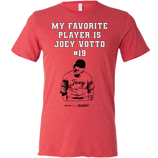 SwingJuice Baseball Joey Votto MLBPA Unisex Short Sleeve T-Shirt-Red