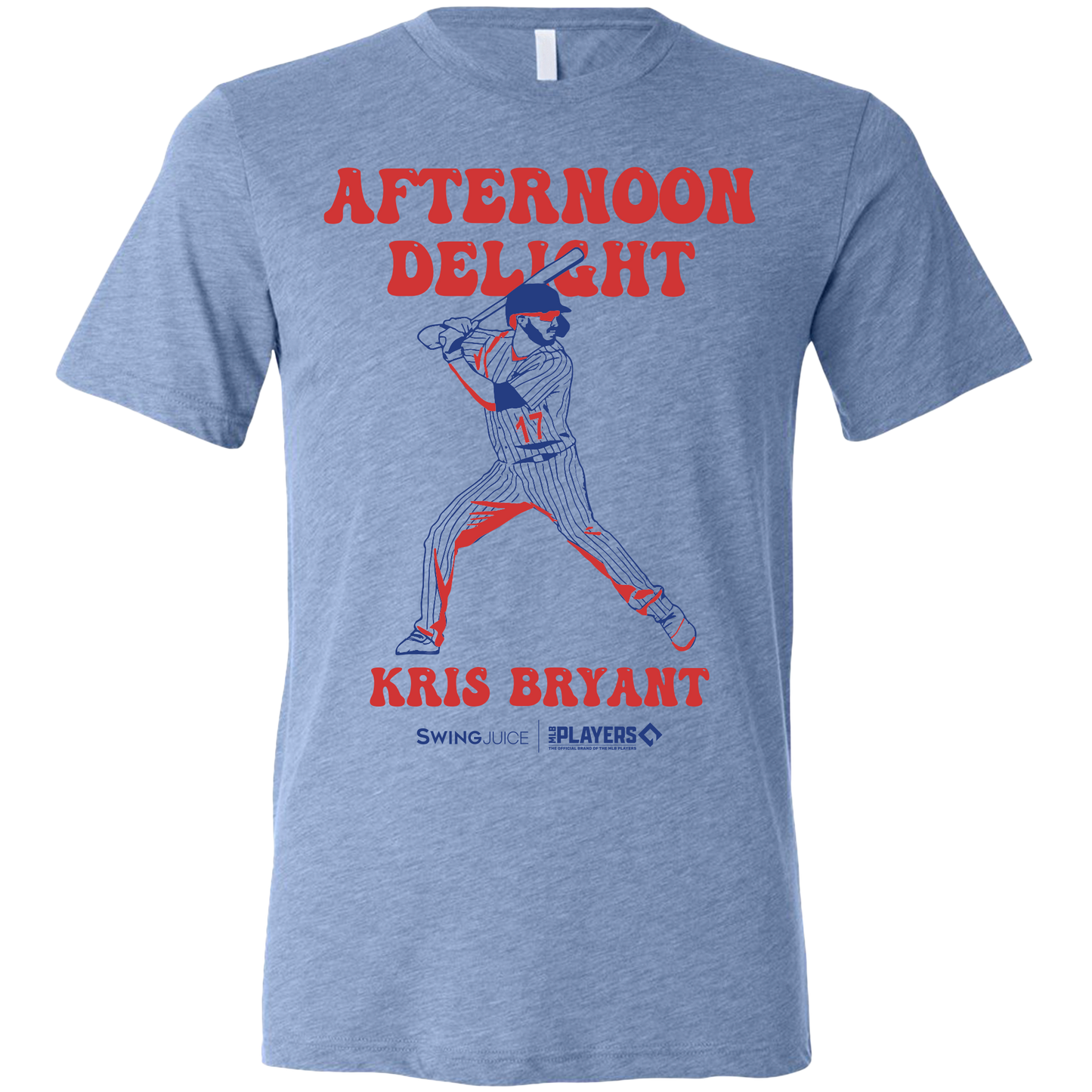 SwingJuice Baseball Kris Bryant MLBPA Unisex Short Sleeve T-Shirt-Blue