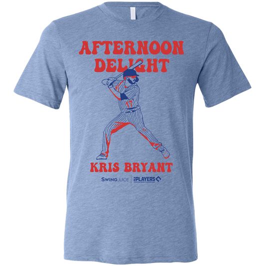 SwingJuice Baseball Kris Bryant MLBPA Unisex Short Sleeve T-Shirt-Blue