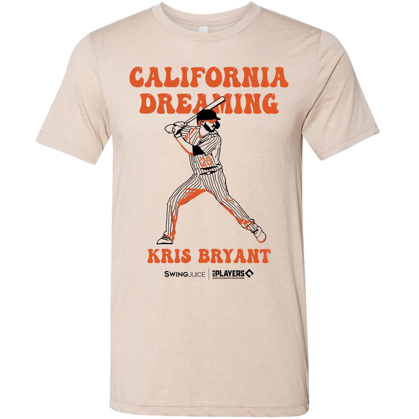 SwingJuice Baseball Kris Bryant MLBPA Unisex Short Sleeve T-Shirt-Tan