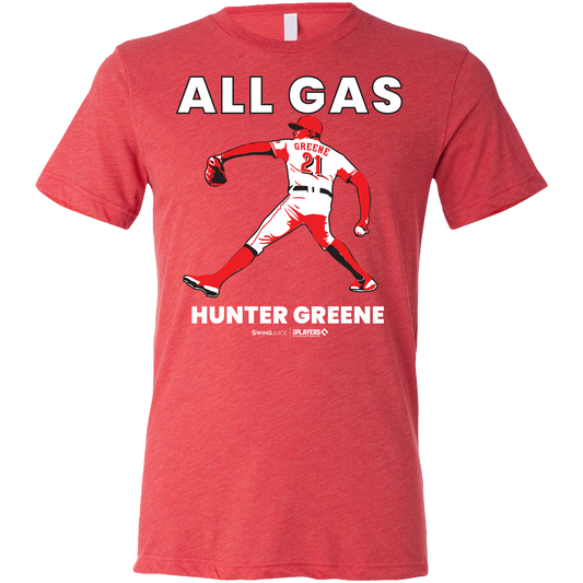 SwingJuice Baseball Hunter Greene MLBPA Unisex Short Sleeve T-Shirt-Red