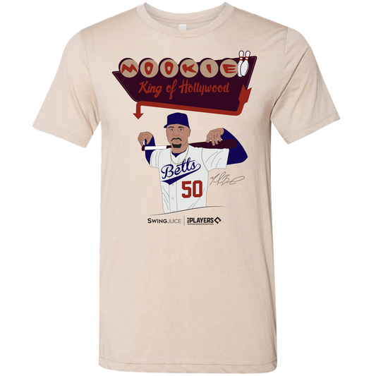 SwingJuice Baseball Mookie Betts MLBPA Unisex Short Sleeve T-Shirt-Tan